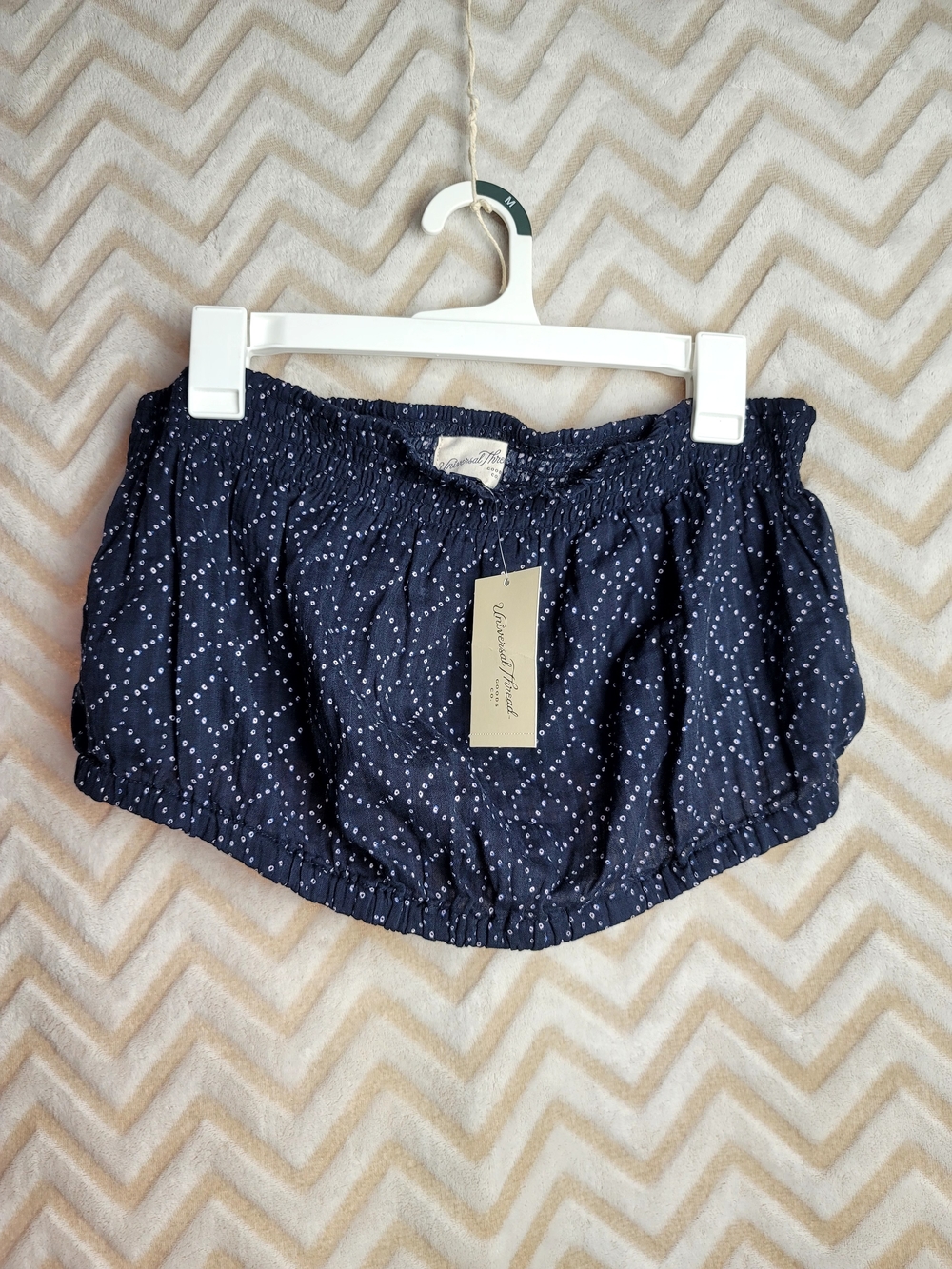 Universal Thread Navy Off-Shoulder Dot Print Top